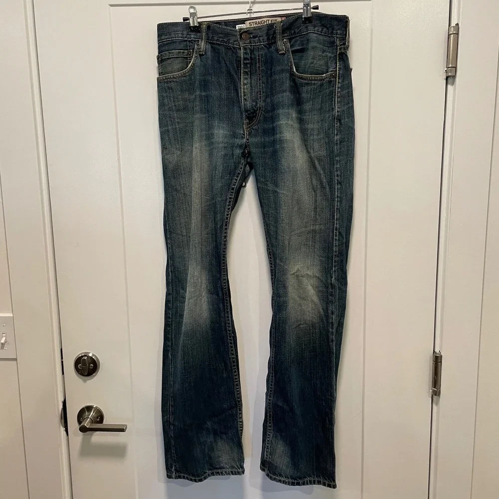 Levis 505 Straight Fit Mens Jeans Medium Wash Blue Denim 33x32